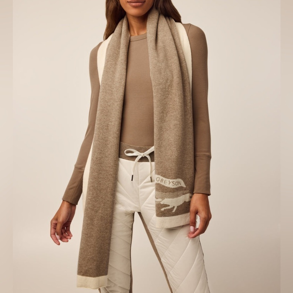 Greyson Knit Scarf Wool-Cashmere Lightweight Knit Scarf Clay Heather‎ Beige NWT
